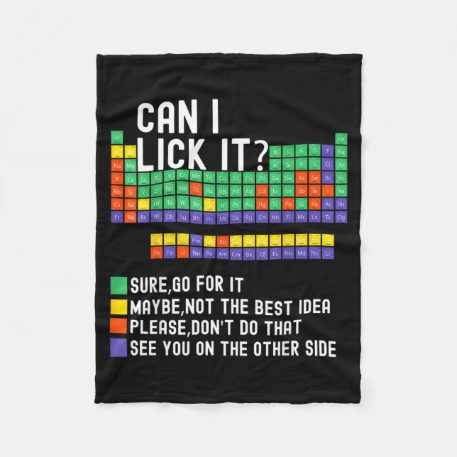 Cobertor De Velo Can I Lick It Periodic Table Funny Science Teacher (Frente)