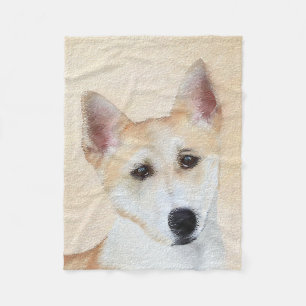 Cobertor De Velo Canaan Dog Painting - Arte de Cachorro Original