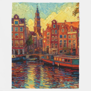 Cobertor De Velo Canal Amsterdã guarda estilo van Gogh