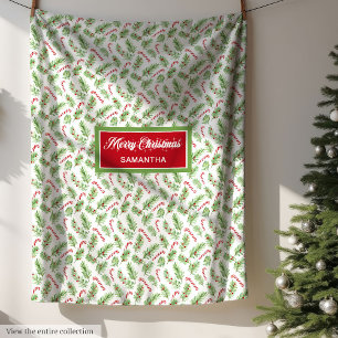 Cobertor De Velo Canas canas de natal de aquarela personalizadas
