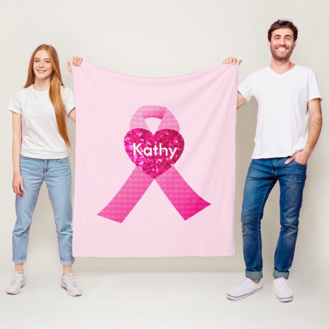 Cobertor De Velo Cancer de Fita de Coração Rosa Personalizado (In Situ)