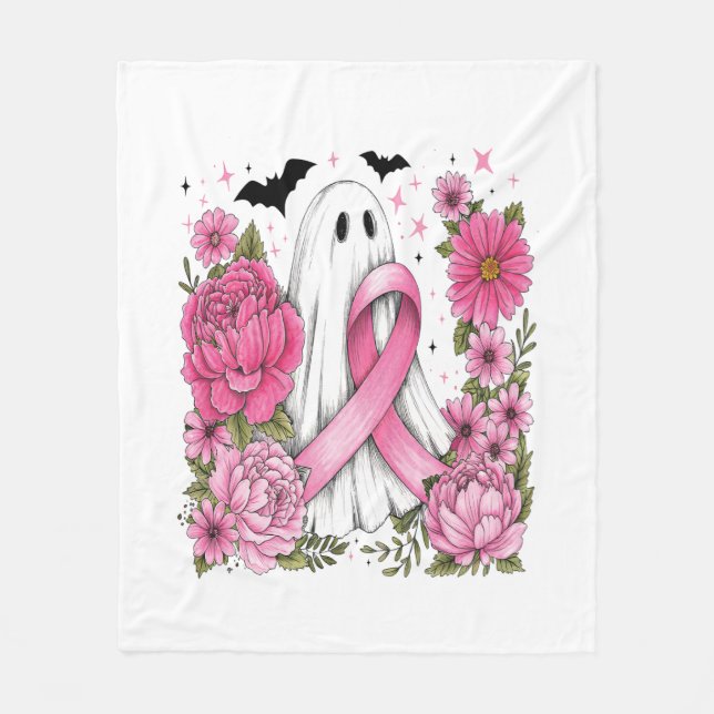Cobertor De Velo Cancer de Mama Halloween Ghost Boho (Frente)