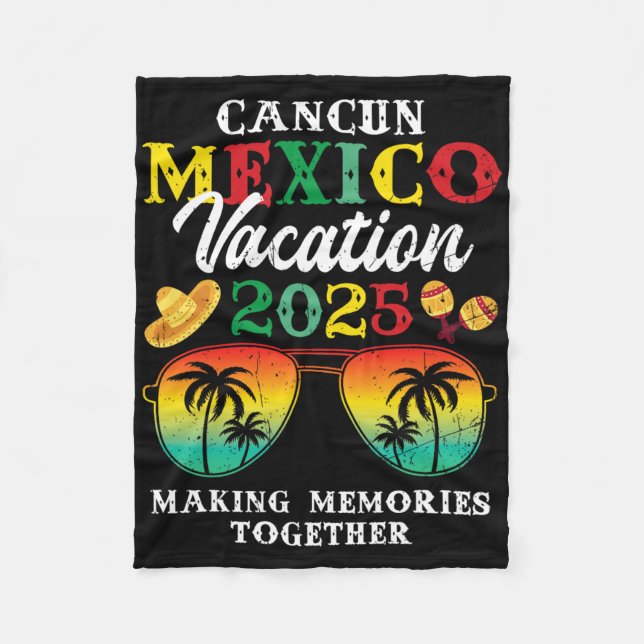 Cobertor De Velo Cancun Mexico Vacation 2025 Trip Beach Matching Fa (Frente)