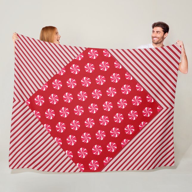 COBERTOR DE VELO CANDIDATOS DE NATAL VERMELHO E BRANCO E STRIPES DI (In Situ)
