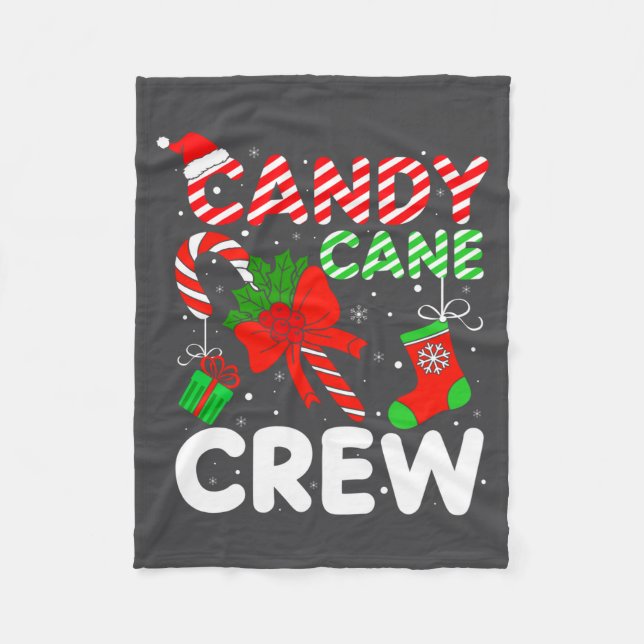 Cobertor De Velo Candy Cane Crew Christmas Funny Xmas Matching Fami (Frente)