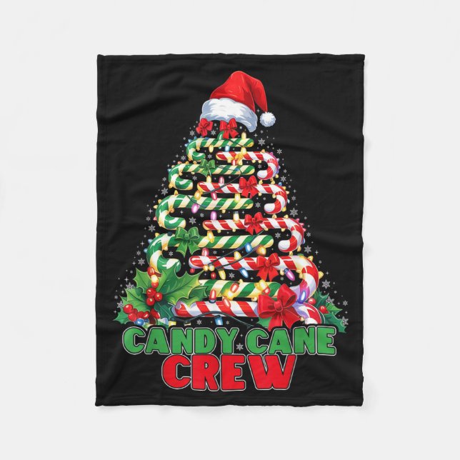 Cobertor De Velo Candy Cane Crew Christmas Funny Xmas Matching Fami (Frente)