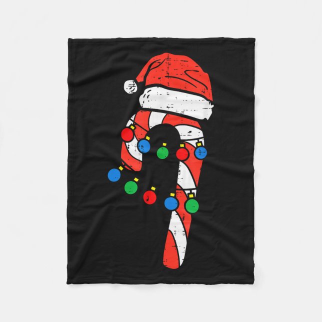 Cobertor De Velo Candy Cane Santa Hat Christmas Lights Xmas Men Wom (Frente)