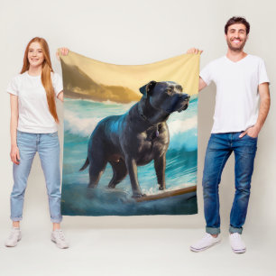 Cobertor De Velo Cane Corso Beach Surfing Painting