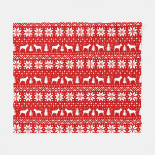 Cobertor De Velo Cane Corso Silhuettes Padrão de Natal Vermelho