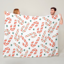 COBERTOR DE VELO CANETAS DE NATAL VERMELHO E BRANCO