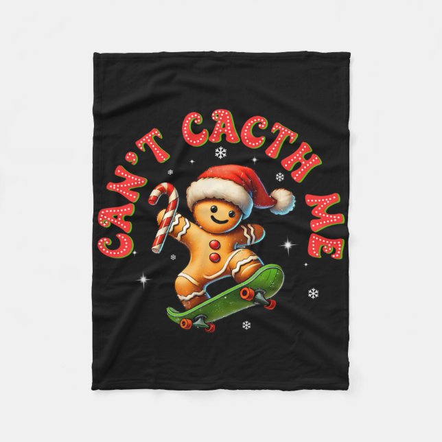 Cobertor De Velo Can't Catch Me Groovy Christmas Gingerbread Man Bo (Frente)