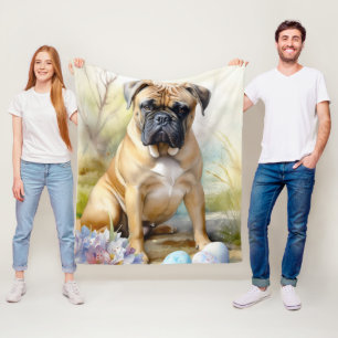 Cobertor De Velo Cão Bull Mastiff com Ovos de Páscoa Feriado