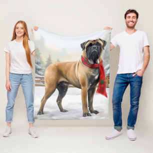 Cobertor De Velo Cão Bullmastiff na Neve Natal