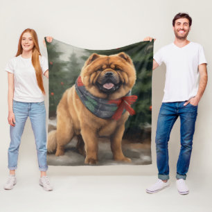Cobertor De Velo Cão Chow Chow na Neve Natal
