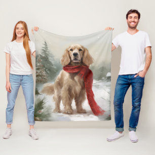 Cobertor De Velo Cão Cocker Spaniel na Neve Natal