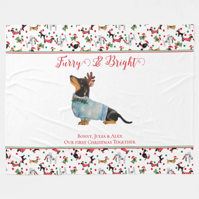 Cobertor De Velo Cão Dachshund Reindeer Horrível De Natal (Frente (Horizontal))