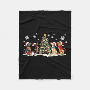 Cobertor De Velo Cão-de-Árvore-de-Natal Bonito Dachshund Santa Hat