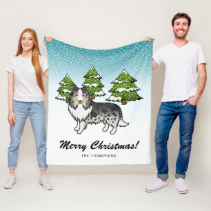 Cobertor De Velo Cão de Cartografia Azul com Prateleira no Inverno
