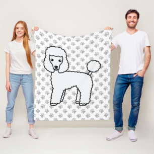 Cobertor De Velo Cão de Cartoon Branco de Poodle