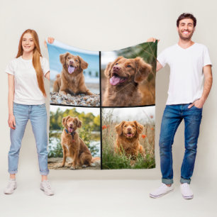 Cobertor De Velo Cão de Colagem de Fotografias Moderno Personaliza