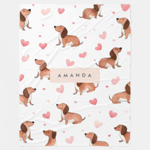 Cobertor De Velo Cão de Dachshund Cute Personalizado Monograma