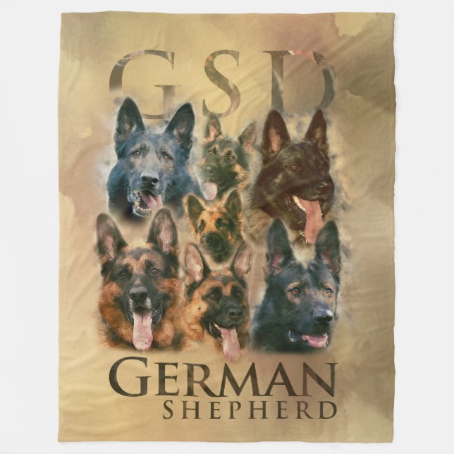 Cobertor De Velo Cão de german shepherd - colagem da pintura de GSD (Frente)
