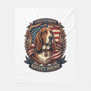 Cobertor De Velo Cão de Honra Lealdade Basset Hound Bandeira Americ