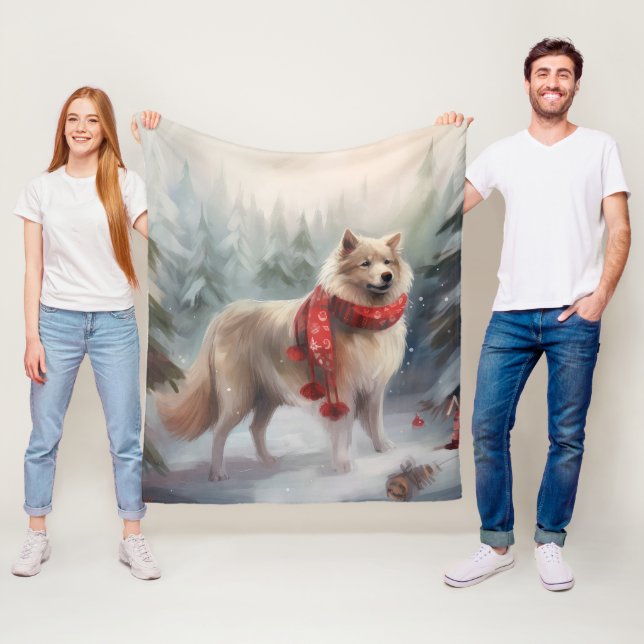 Cobertor De Velo Cão de Lappund, finlandês, no Natal da neve (In Situ)