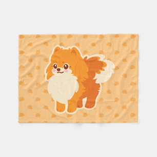 Cobertor De Velo Cão dos desenhos animados de Kawaii Pomeranian