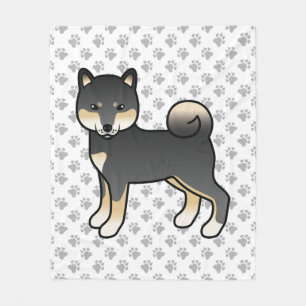 Cobertor De Velo Cão E Pata De Cartoon De Shiba Inu Preto E Tan