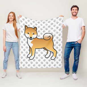 Cobertor De Velo Cão E Pata De Cartoon Vermelho Shiba Inu