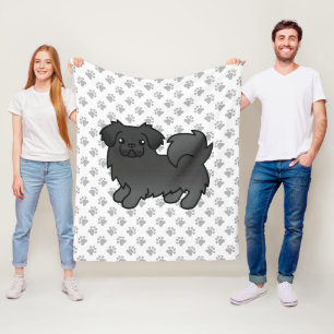Cobertor De Velo Cão e patas de cartoon japonês negro em espanhol