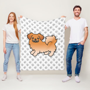 Cobertor De Velo Cão e patas de cartoon vermelho-tibetano espanhol