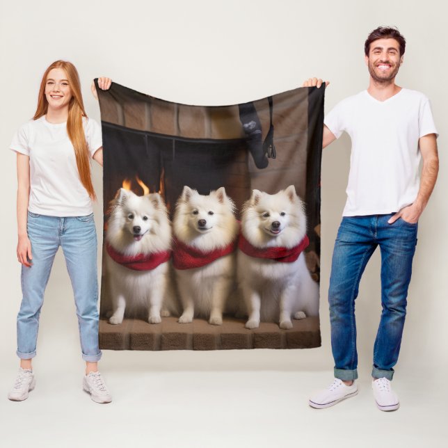 Cobertor De Velo Cão Esquimó Americano junto à Lareira Natal (In Situ)