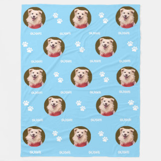 Cobertor De Velo Cão Foto: Pet Name Paws Baby Blue Fleece Blanket