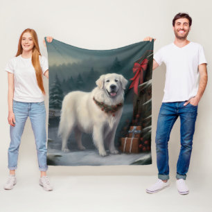 Cobertor De Velo Cão Great Pyrenees na Neve Natal