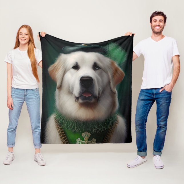 Cobertor De Velo Cão Great Pyrenees vestido para o Dia de São Patrí (In Situ)