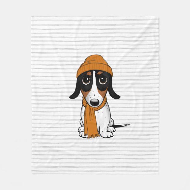 Cobertor De Velo Cão-Hipster de Dachshund Piebald (Frente)