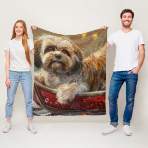 Cobertor De Velo Cão Lhasa Apso Natal Festivo