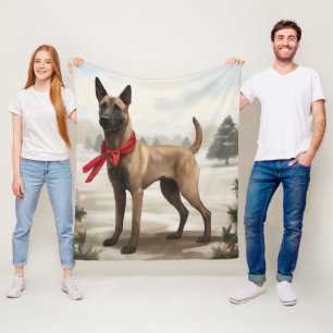 Cobertor De Velo Cão Malinois Belga na Neve Natal
