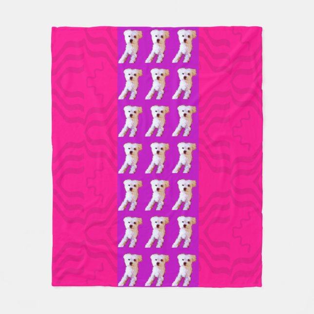 Cobertor De Velo Cão maltês roxo cor-de-rosa 4Jojo (Frente)