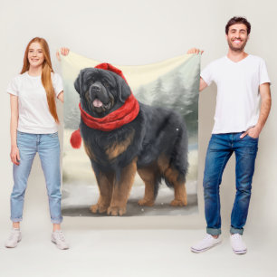 Cobertor De Velo Cão Mastim Tibetano na Neve Natal 