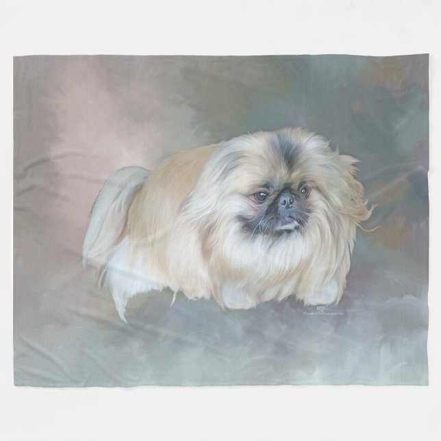 Cobertor De Velo Cão Pequinês em Taupe (Frente (Horizontal))