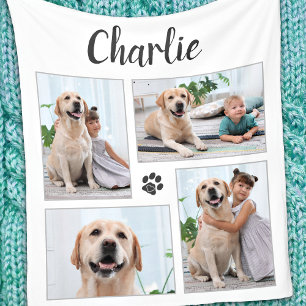 Cobertor De Velo Cão Personalizado de Colagem de Fotografias Pet L