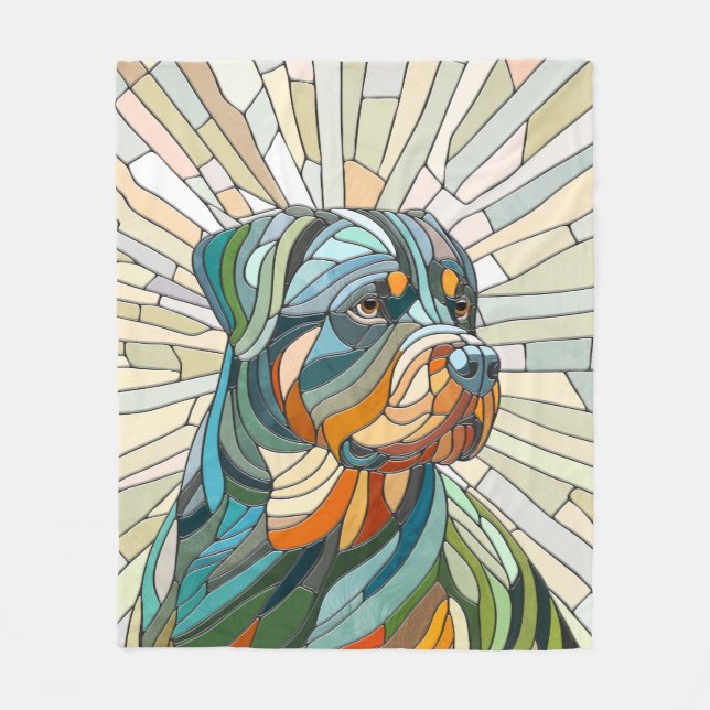 Cobertor De Velo Cão rottweiler - arte mosaica (Frente)