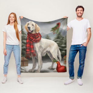 Cobertor De Velo Cão Setter Inglês na Neve de Natal