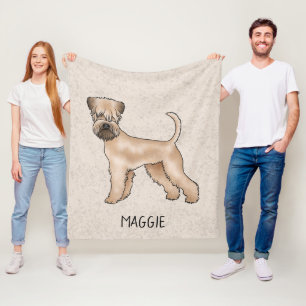 Cobertor De Velo Cão Soft-Coated Wheaten Terrier em Bege com Nome