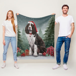 Cobertor De Velo Cão Springer Spaniel na Neve Natal