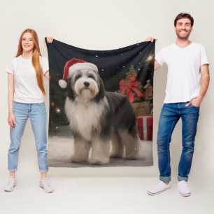 Cobertor De Velo Cão Terrier Tibetano na Neve Natal
