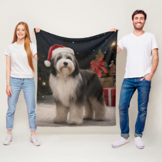Cobertor De Velo Cão Terrier Tibetano na Neve Natal